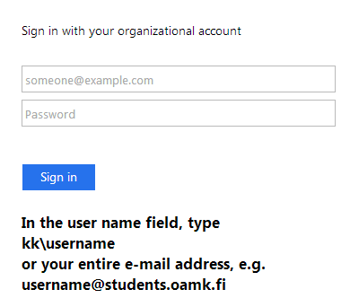A screen-capture about the login view