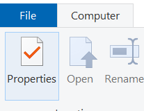 Properties is the first of the options on the Computer tab.
