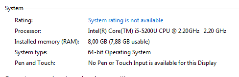 Under System, look for the line that says System Type. In this example, the operating system is 64-bit.