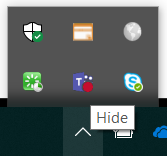 Typically, there are hidden icon in the taskbar