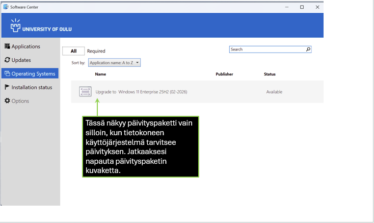 Software Center 25H2-päivitys