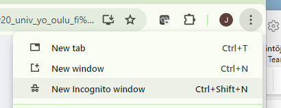 Voit avata selaimessa uuden incognito-ikkunan näppäinyhdistelmällä control-shift-N.