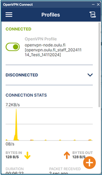 OpenVPN-yhteys toimii. OpenVPN connection is ok.