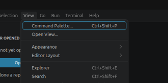 Visual Studio Coden View-valikko, jossa Command Palette -valinta on korostettuna.