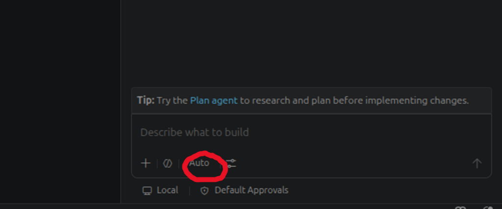 Visual Studio Code's chat window and language model selection button.